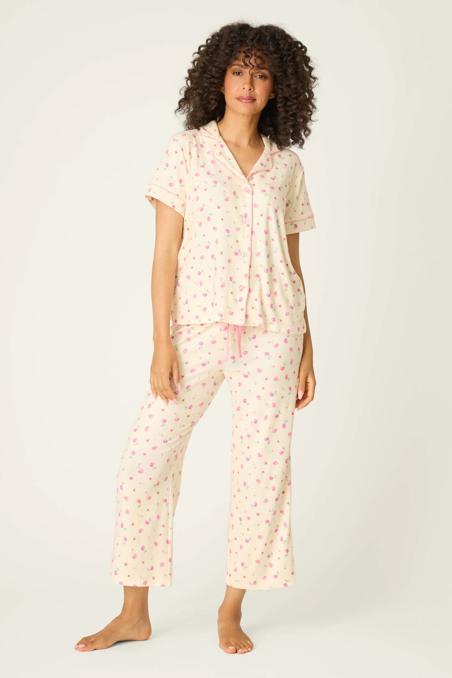 PJ Salvage For the Mamas Butter Blooms Cropped 3-Piece PJ Set