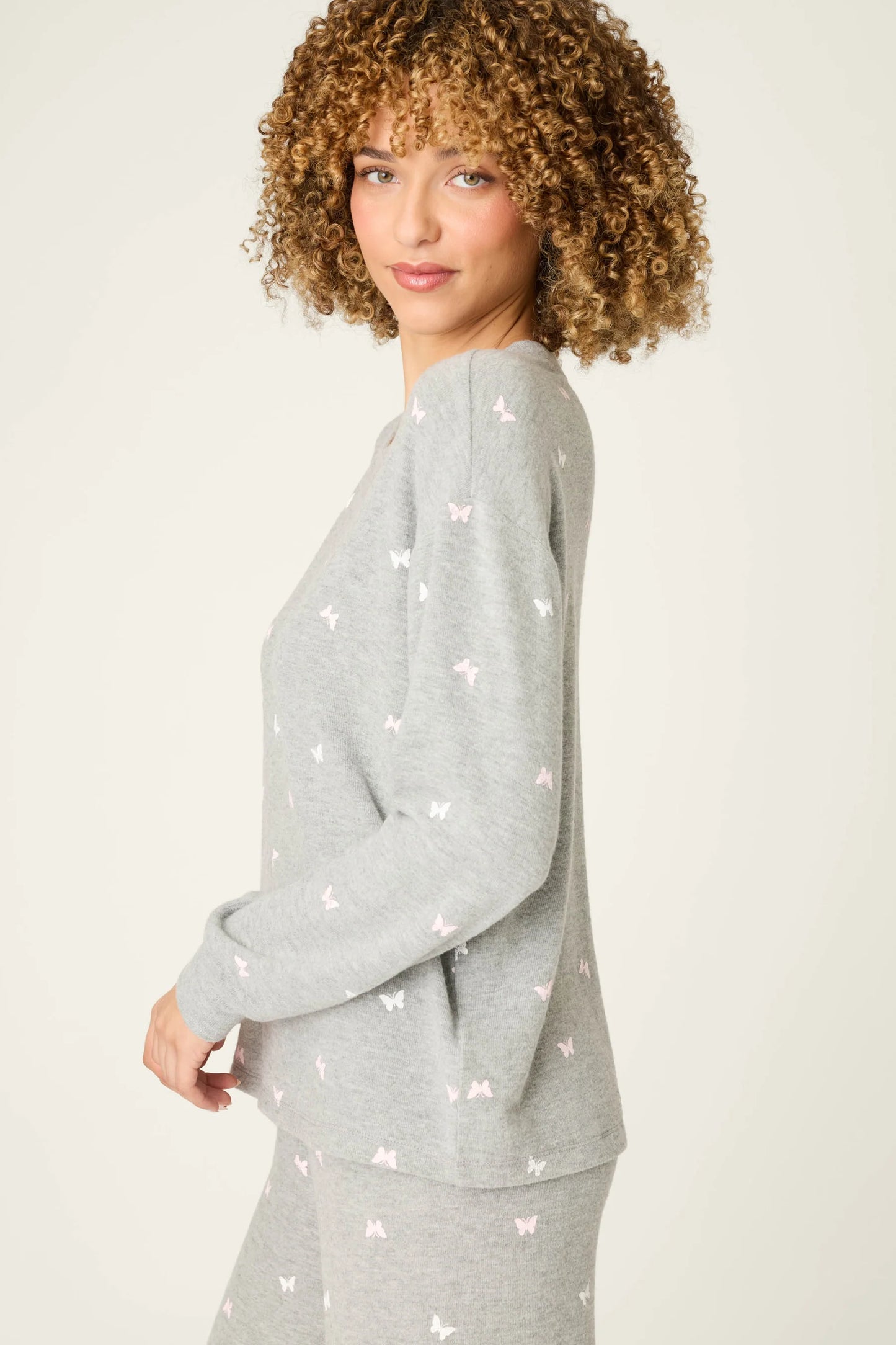 PJ Salvage Peachy Mix & Match Butterfly Blossoms Long Sleeve Top