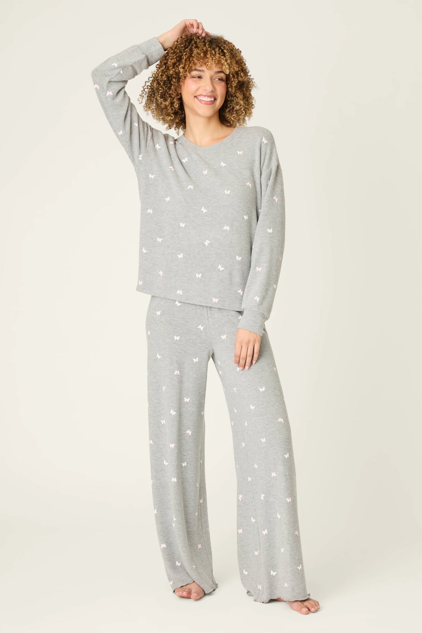 PJ Salvage Peachy Mix & Match Butterfly Blossoms Long Sleeve Top