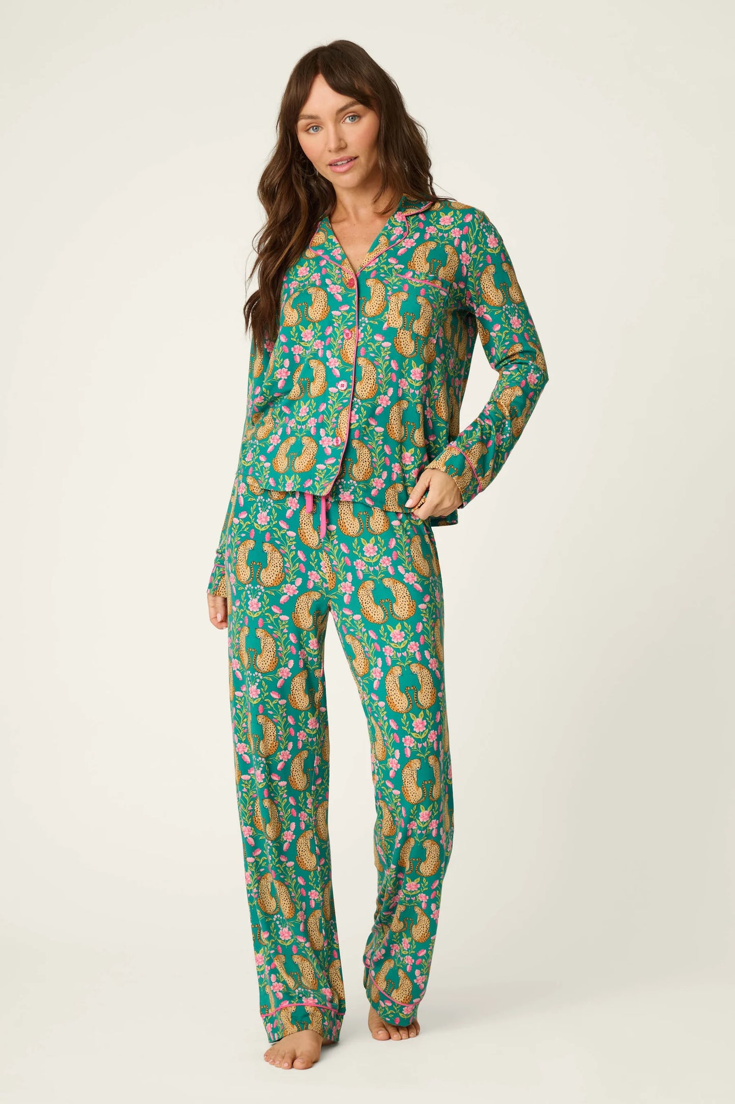 PJ Salvage Cheetah Bonita Dreams Cheetah Print Long Sleeve PJ Set