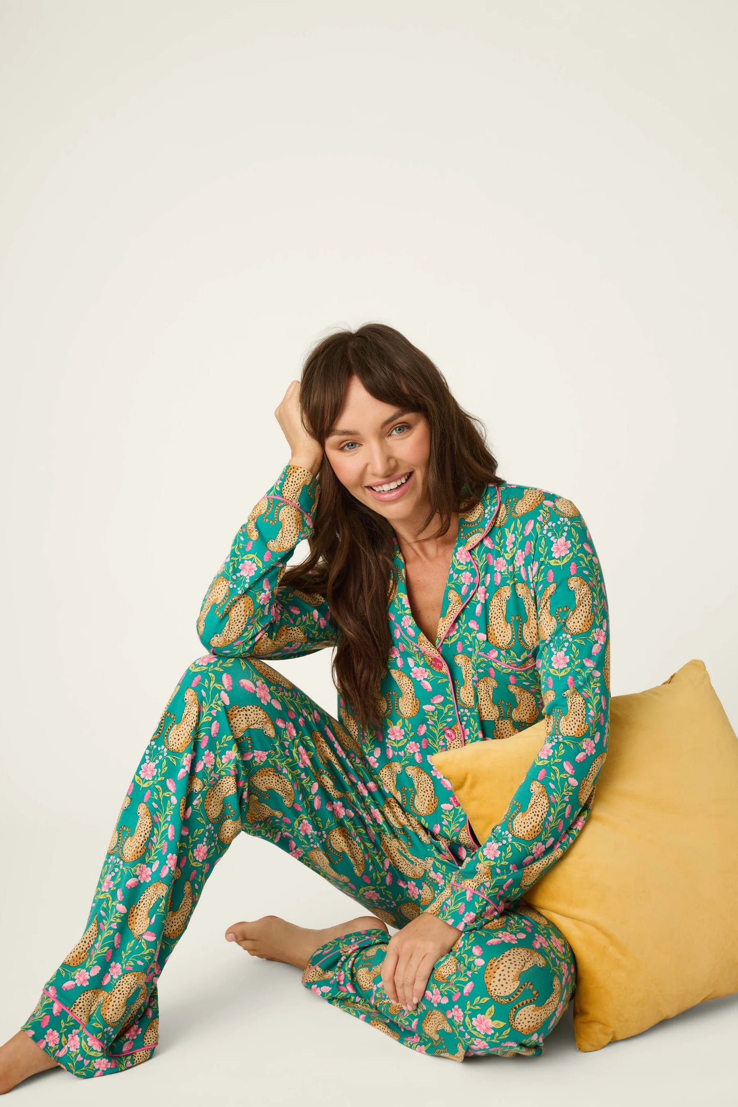 PJ Salvage Cheetah Bonita Dreams Cheetah Print Long Sleeve PJ Set