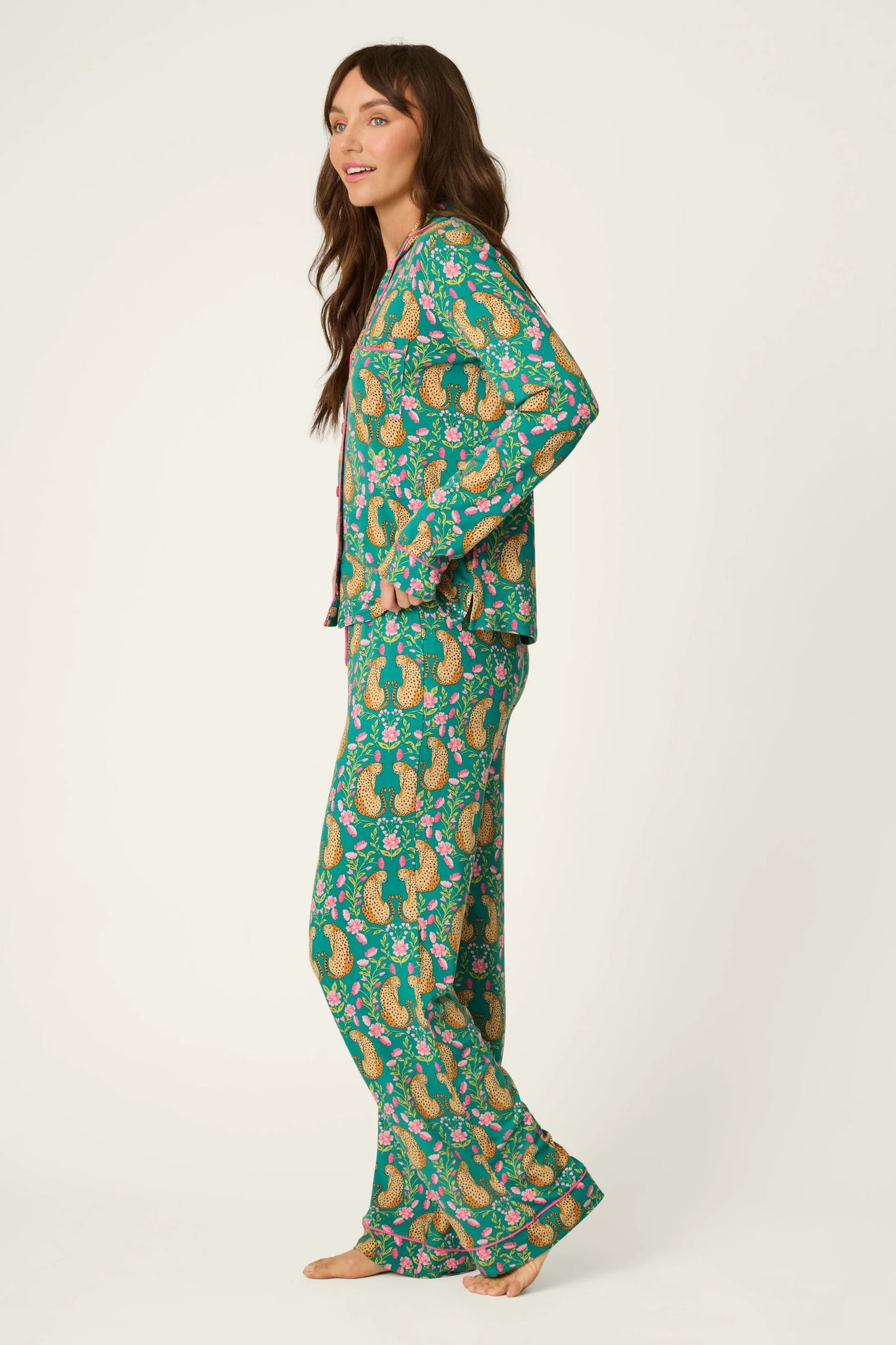 PJ Salvage Cheetah Bonita Dreams Cheetah Print Long Sleeve PJ Set