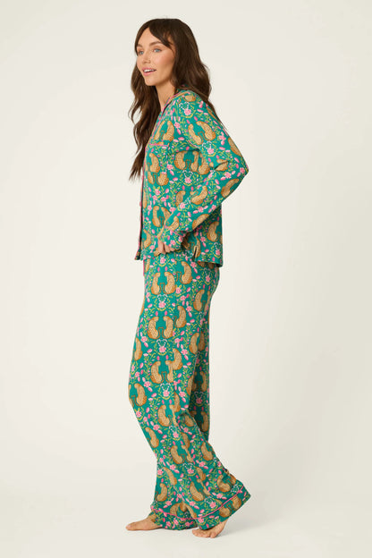 PJ Salvage Cheetah Bonita Dreams Cheetah Print Long Sleeve PJ Set