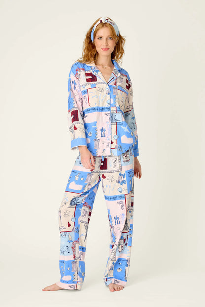 PJ Salvage Allons-Y Parisian Print 3-Piece Flannel PJ Set