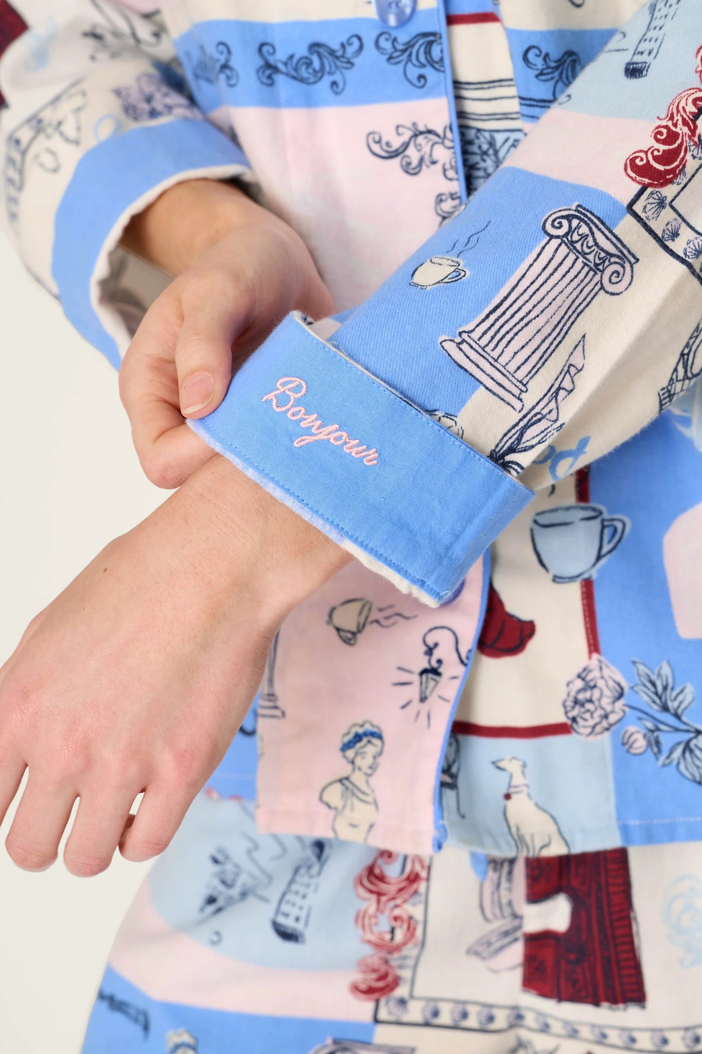 PJ Salvage Allons-Y Parisian Print 3-Piece Flannel PJ Set