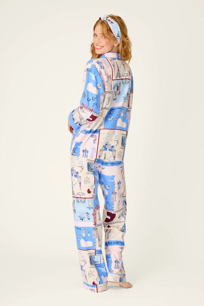 PJ Salvage Allons-Y Parisian Print 3-Piece Flannel PJ Set