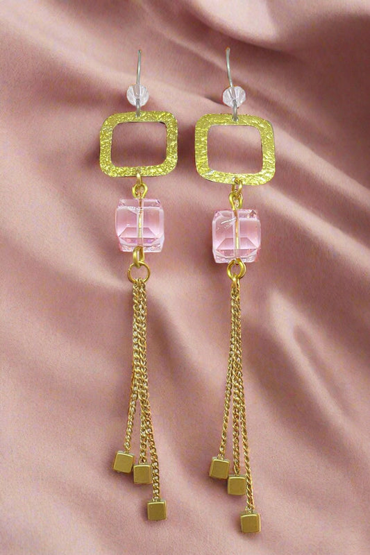 Gold and pink earrings