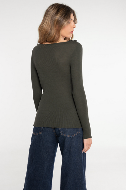 Oscalito Wool Silk Long Sleeve Top