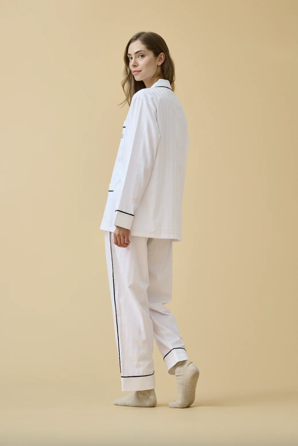 KIP Premium Cotton Pajama Set in Monochrome