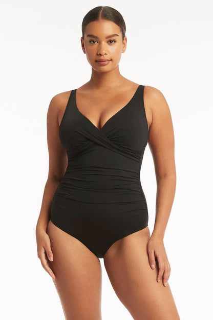 Sea Level Essentials Cross Front One Piece Swimsuit