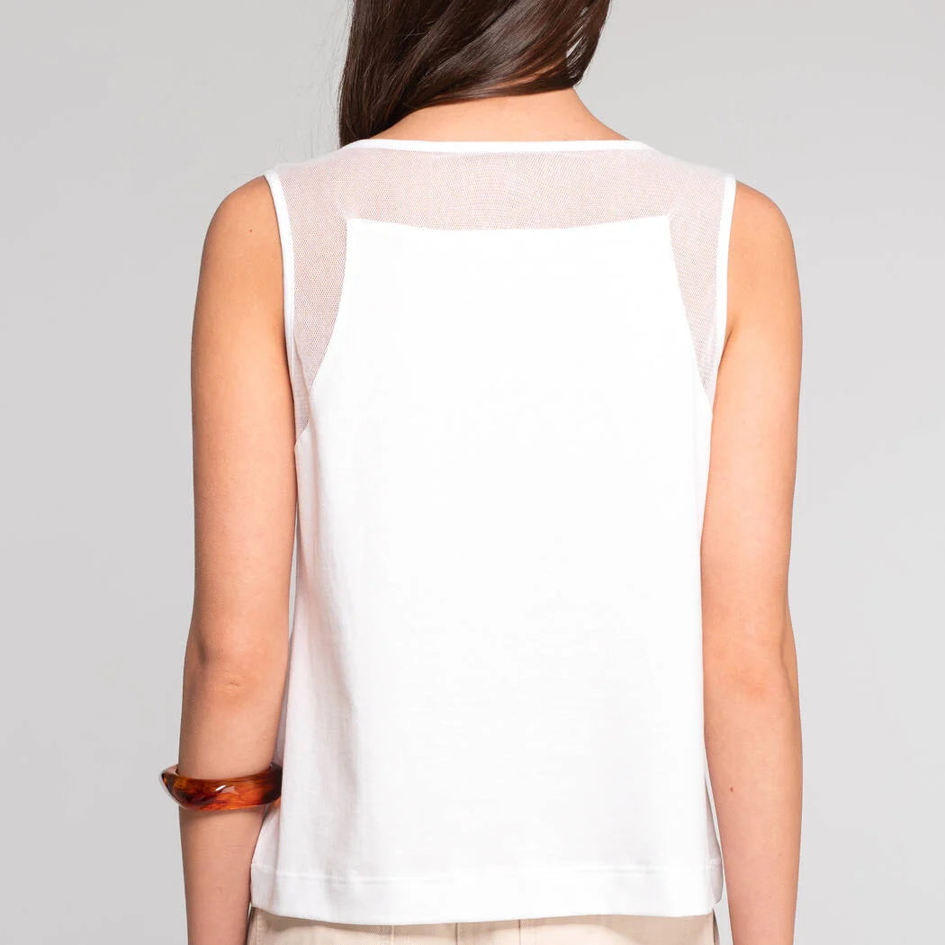Oscalito Tulle And Cotton Jersey Tank Top