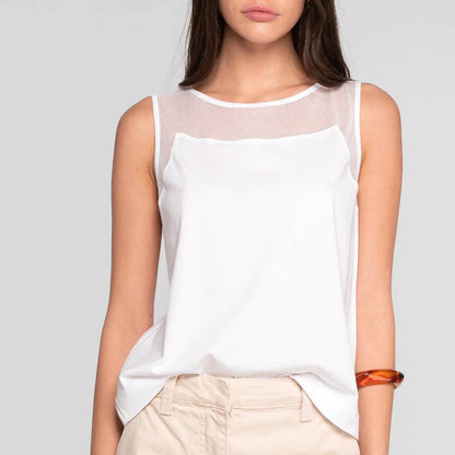 Oscalito Tulle And Cotton Jersey Tank Top