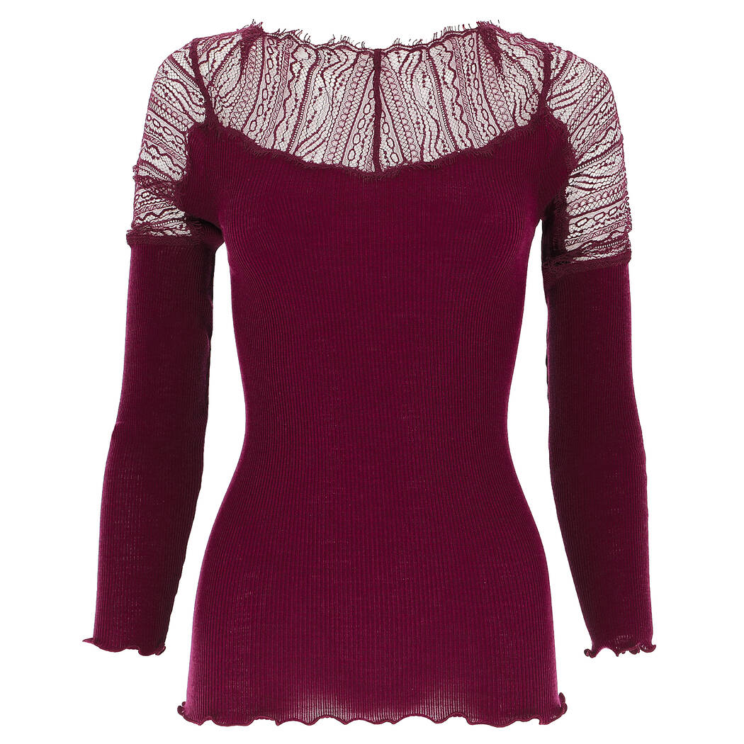 Oscalito Wool and Silk Long Sleeve Shirt with Chantilly Lace