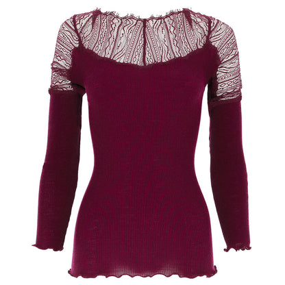 Oscalito Wool and Silk Long Sleeve Shirt with Chantilly Lace