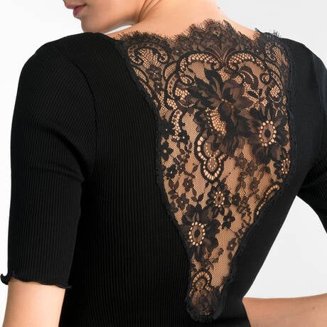 Oscalito Short Sleeve Chantilly Lace V Neck Shirt