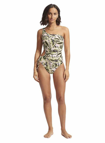 Seafolly Island in the Sun Drawstring Keyhole One Piece Swimsuit