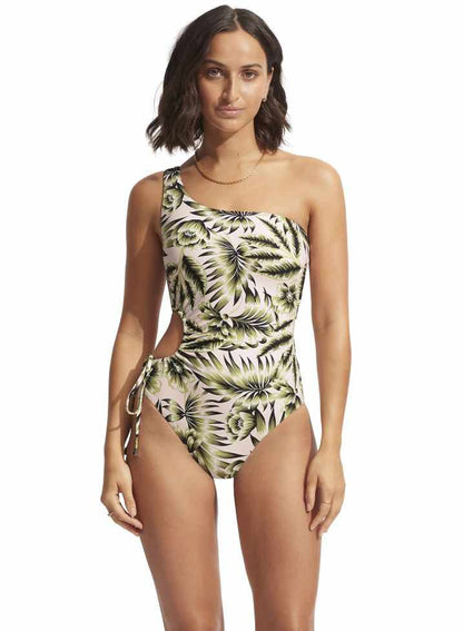 Seafolly Island in the Sun Drawstring Keyhole One Piece Swimsuit