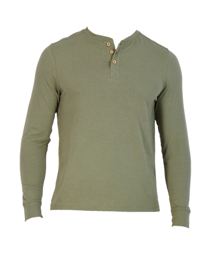 Wood Long Sleeve Henley Shirt