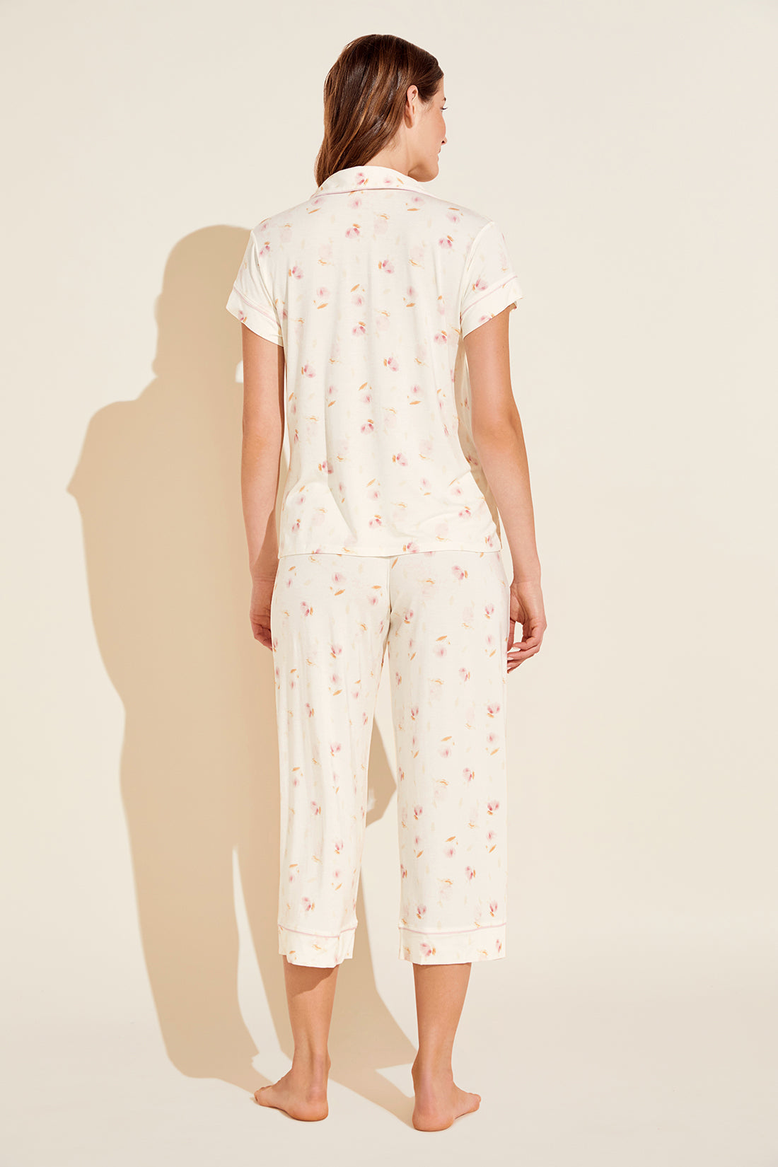 Eberjey Gisele Printed Short Sleeve Cropped Pajama Set