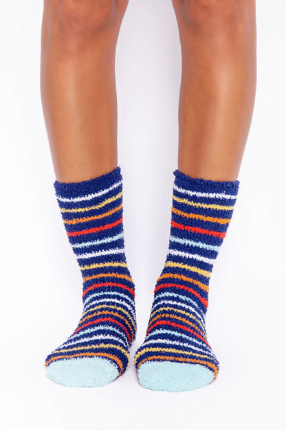 PJ Salvage Fun Socks Navy Stripes