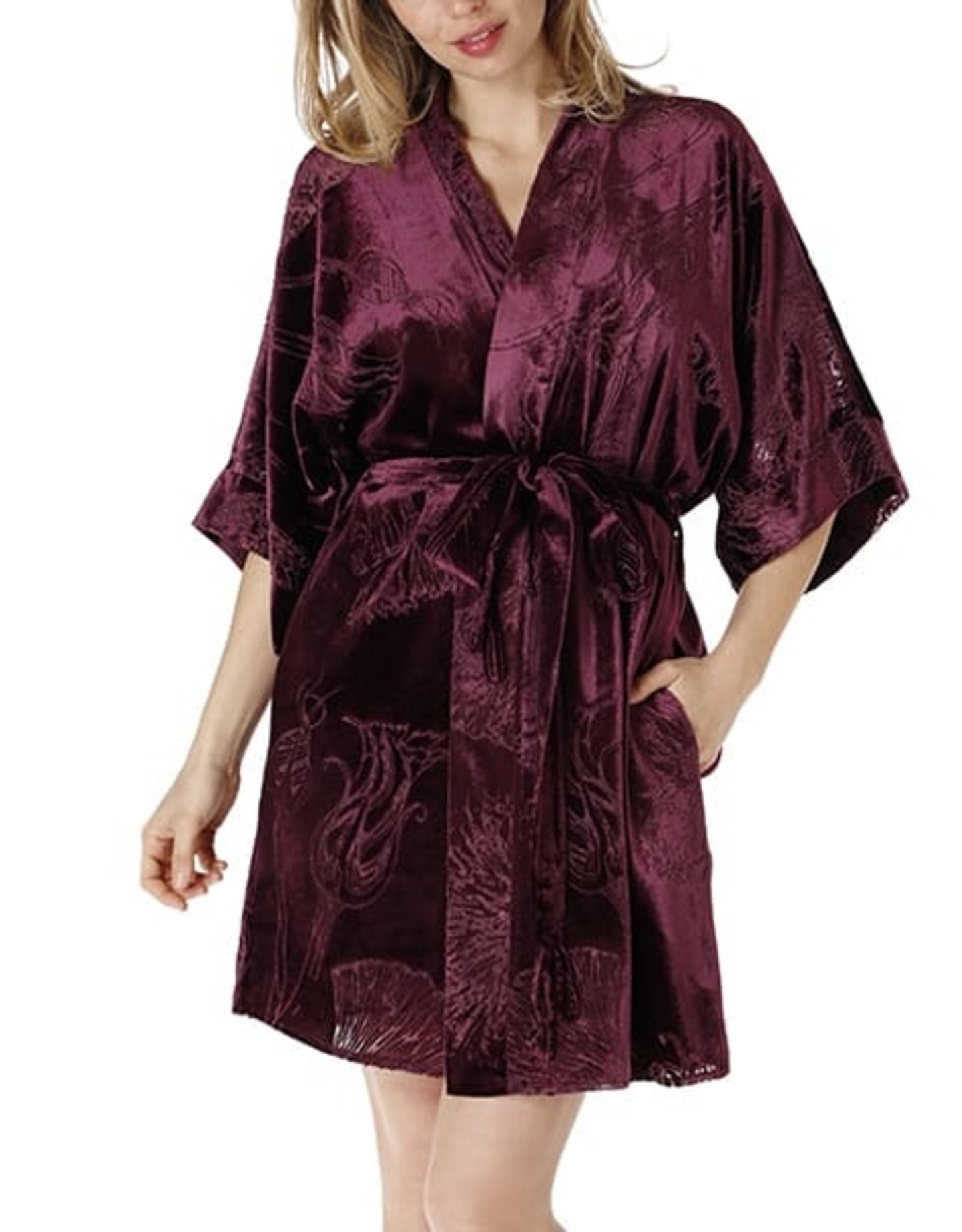 Christine Fabergé Velvet Short Kimono