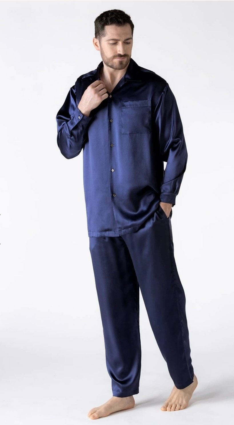 NK iMode Men s Silk Pajama Set Evening Blue L